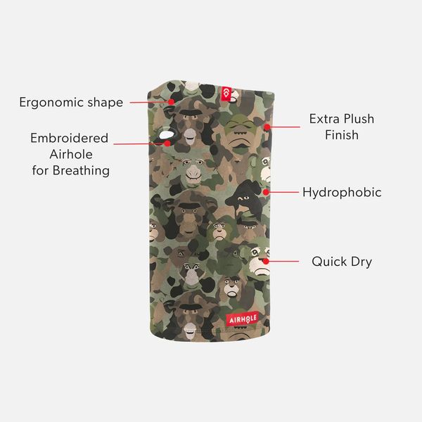 Дитячий утеплювач для шиї Airhole Airtube Ergo Junior Milk Fleece Monkey Camo 2200000189127 фото